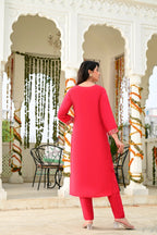 Rani Pink Silk 3-Piece Zari Work Suit Set with Organza Dupatta