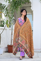 Traditional Woven Shawl with Vibrant Floral Motifs & Festive Colors