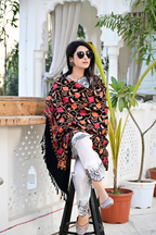 Elevate Your Style with Our Premium Black Shawl Featuring Artistic Patterns