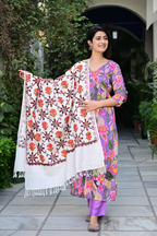 Pure White Shawl with Elegant Pattern Work – Simple Yet Royal Look