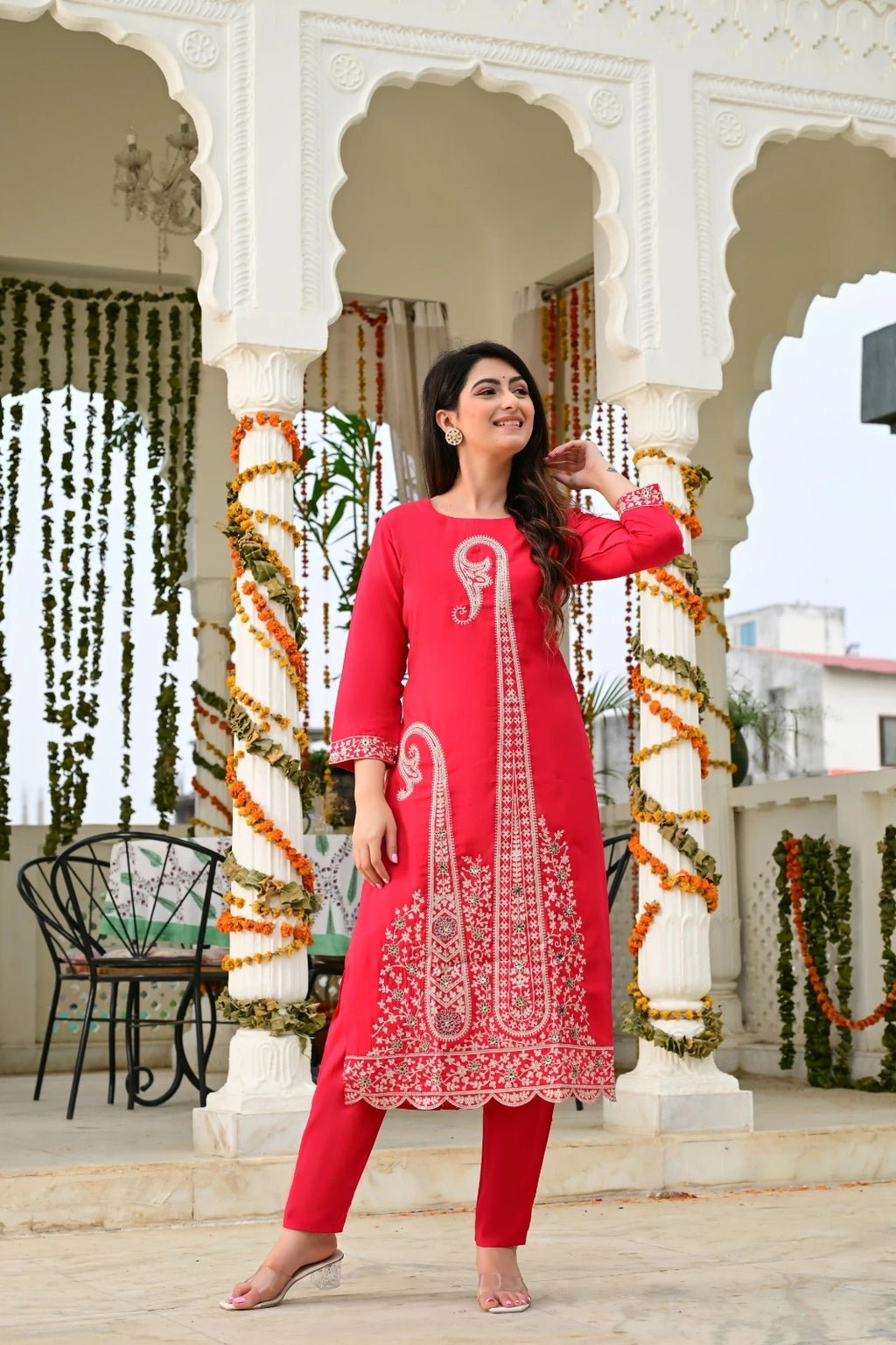 Rani Pink Silk 3-Piece Zari Work Suit Set with Organza Dupatta