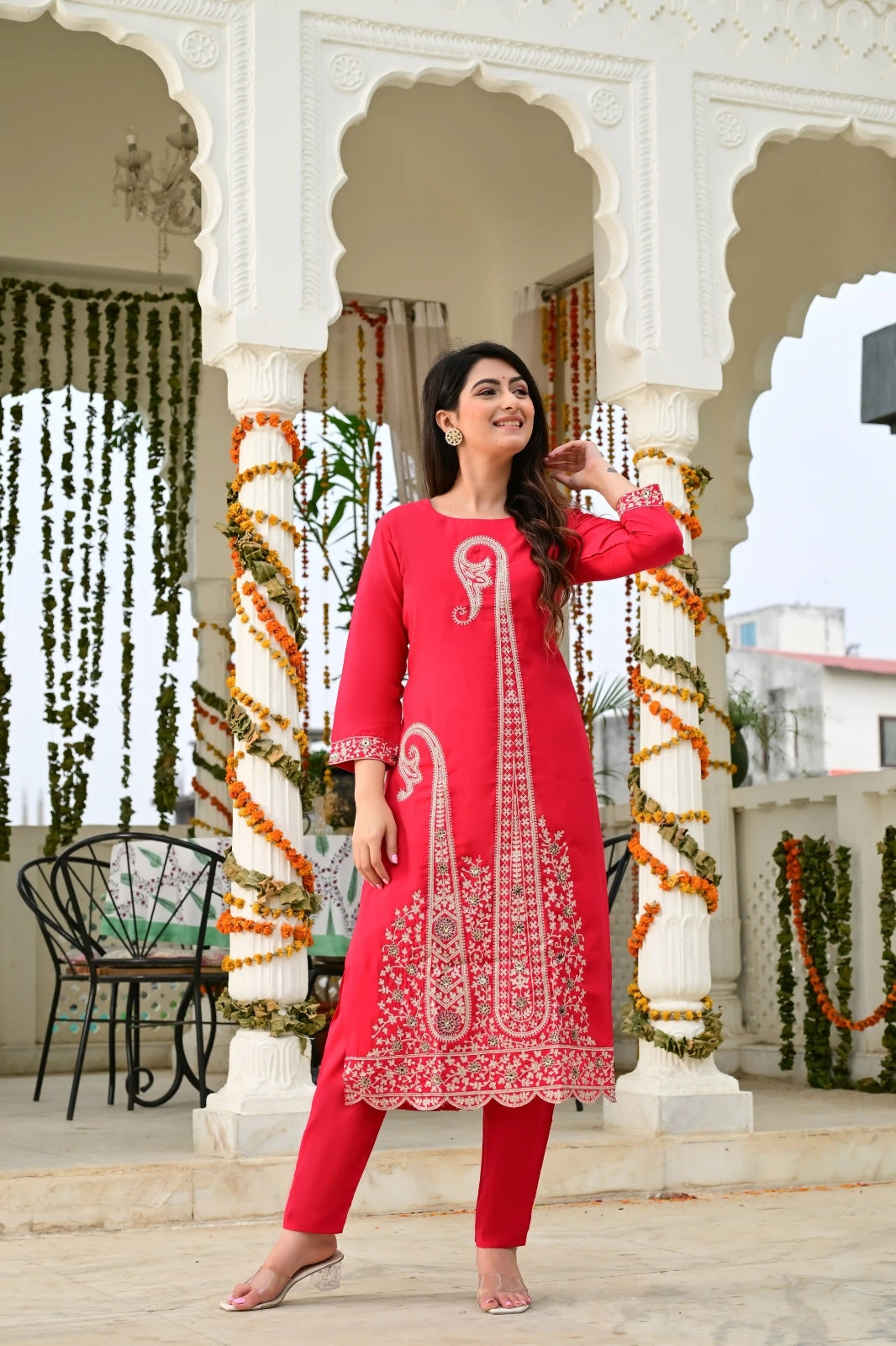 Rani Pink Silk 3-Piece Zari Work Suit Set with Organza Dupatta