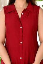 Red Color 2-Piece Cord Set in Silk Cotton Fabric