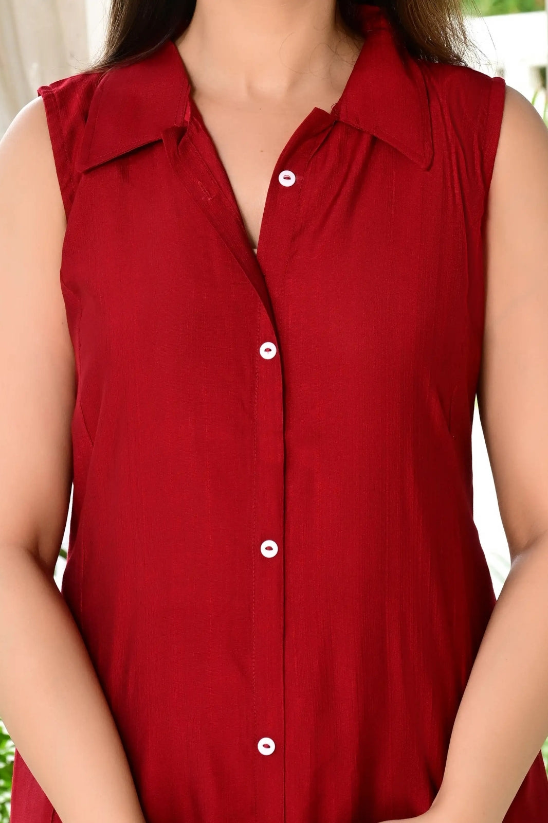 Red Color 2-Piece Cord Set in Silk Cotton Fabric