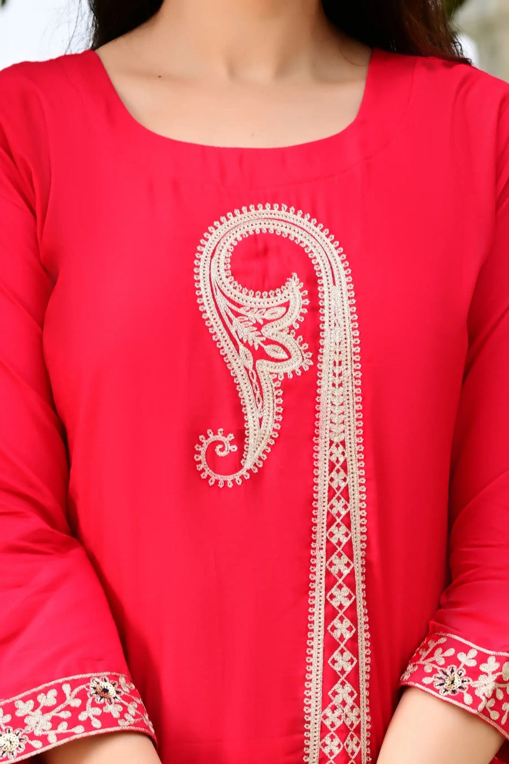 Rani Pink Silk 3-Piece Zari Work Suit Set with Organza Dupatta