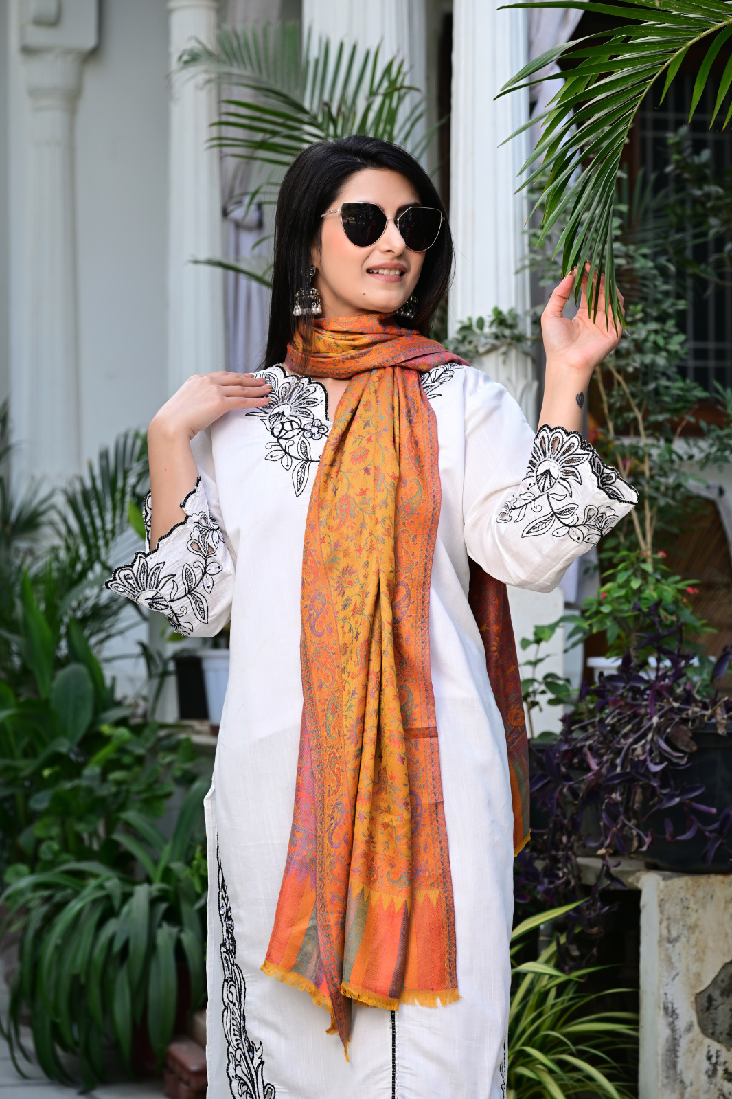 Mustard Ethnic Shawl with Fine Woven Craftsmanship
