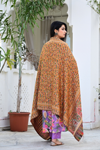 Traditional Woven Shawl with Vibrant Floral Motifs & Festive Colors