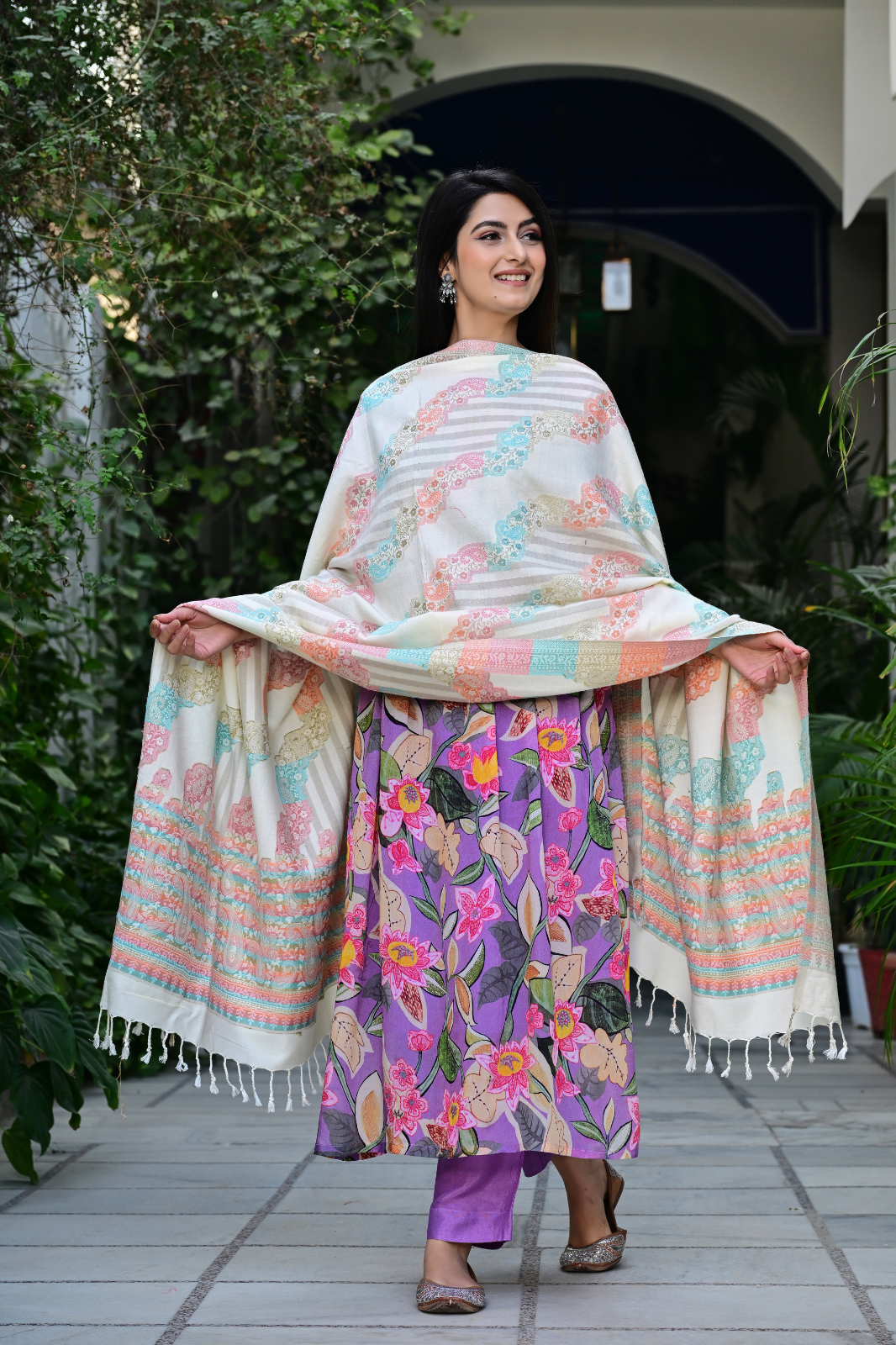 Classic Traditional Shawl with Colorful Heritage Design & Modern Elegance