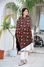Elevate Your Style with Our Premium Black Shawl Featuring Artistic Patterns
