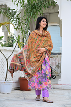 Traditional Woven Shawl with Vibrant Floral Motifs & Festive Colors
