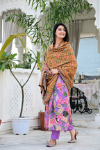 Traditional Woven Shawl with Vibrant Floral Motifs & Festive Colors