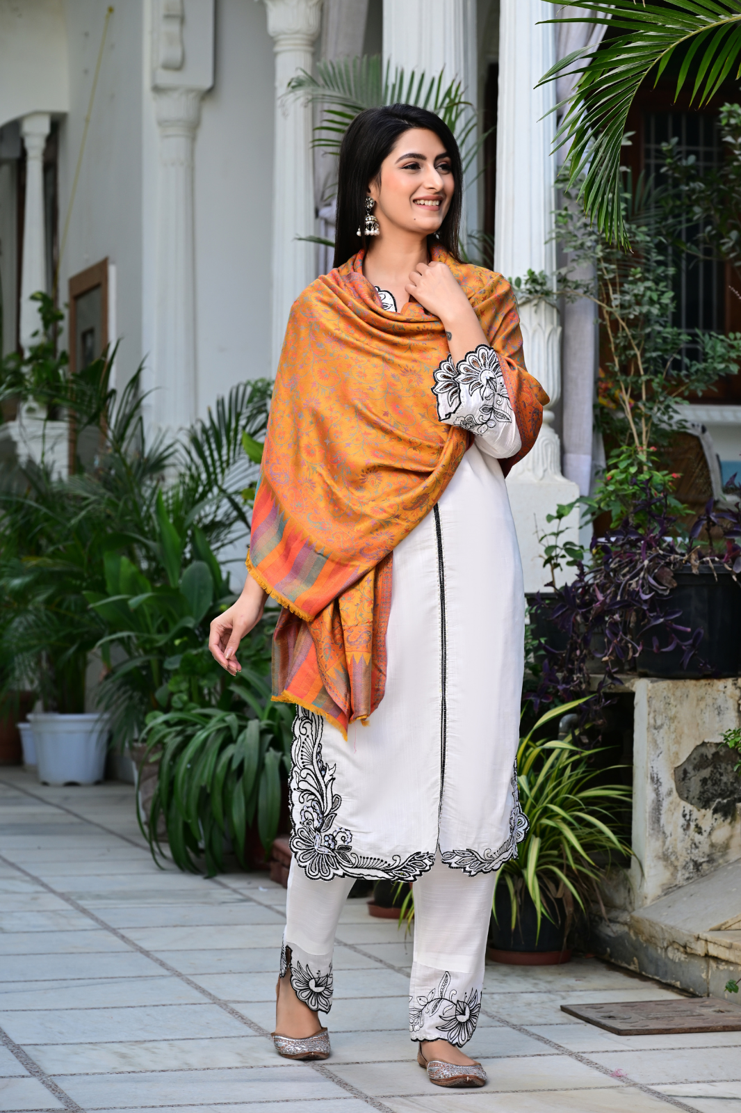 Mustard Ethnic Shawl with Fine Woven Craftsmanship