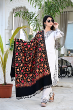 Elevate Your Style with Our Premium Black Shawl Featuring Artistic Patterns