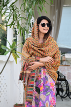 Traditional Woven Shawl with Vibrant Floral Motifs & Festive Colors
