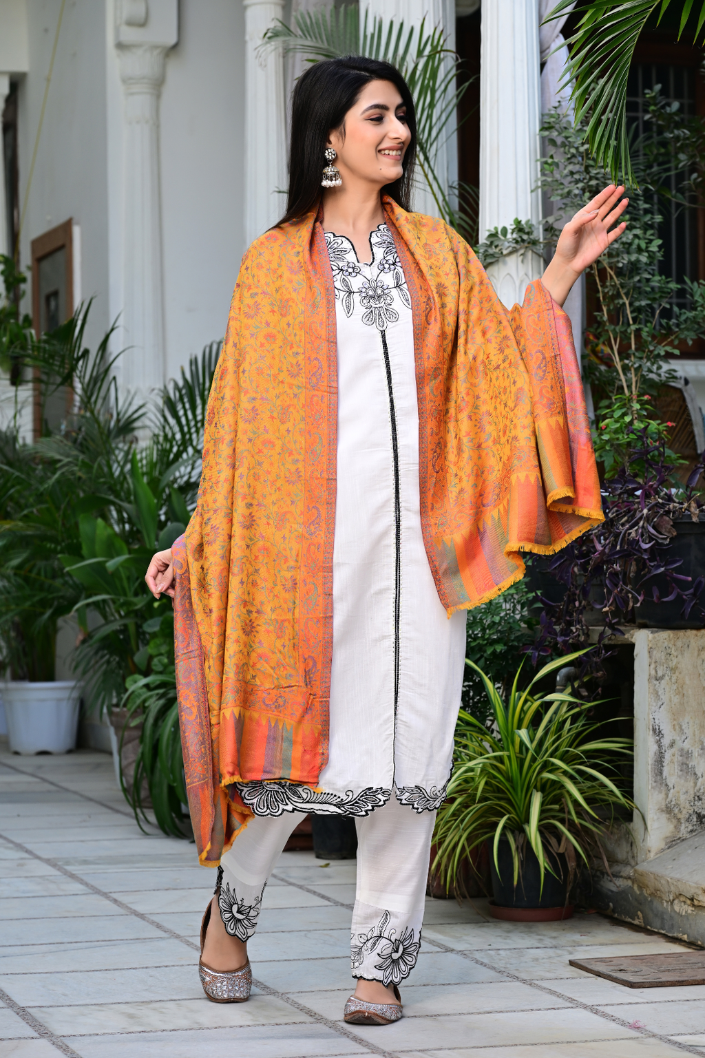 Mustard Ethnic Shawl with Fine Woven Craftsmanship