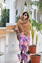 Traditional Woven Shawl with Vibrant Floral Motifs & Festive Colors
