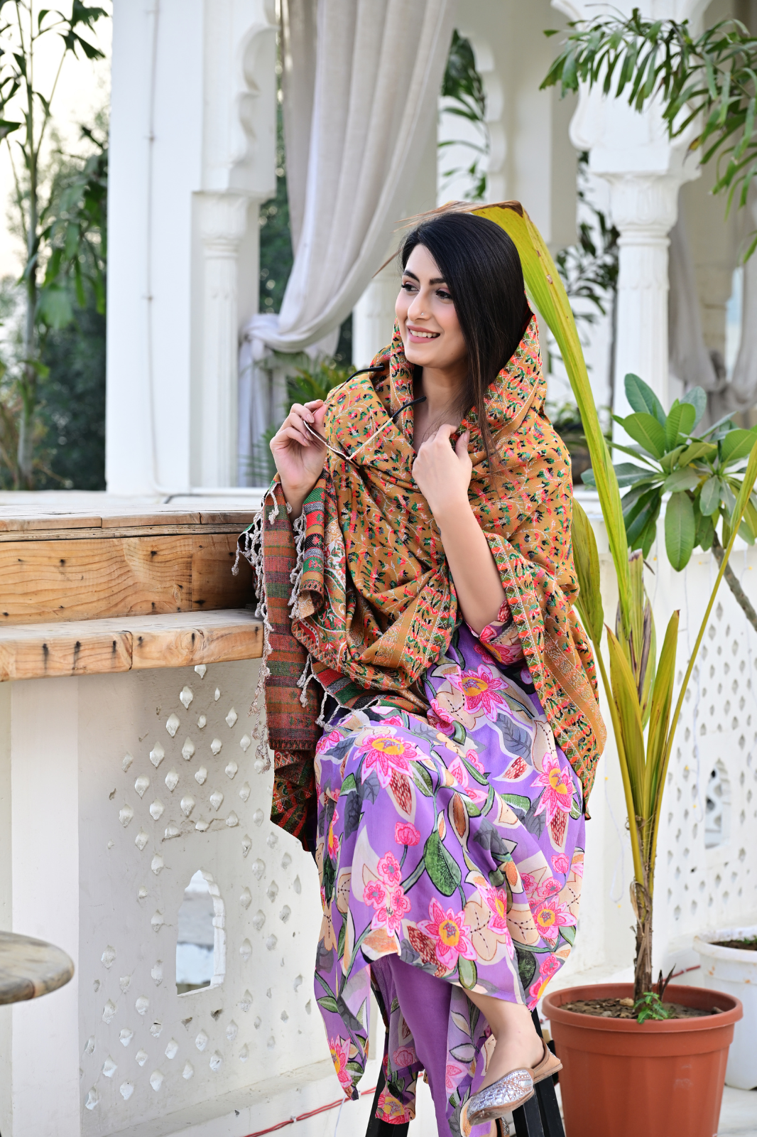 Celebrate Festive Elegance with Our Vibrant Traditional Woven Shawl