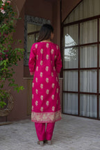 Rani Pink 3 Pcs Printed Suit Set with Traditional Motifs – Royal & Elegant Ethnic Look