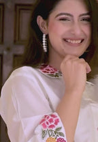 White Pure Cotton 2-Piece Cord Set with Self Embroidery & Cutwork Detailing